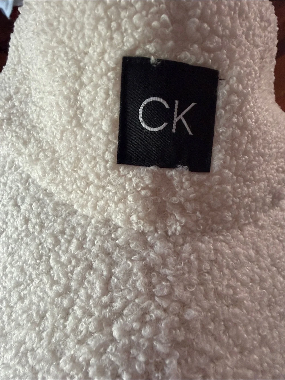 Calvin Klein Cream Sherpa Cap with Black CK Patch